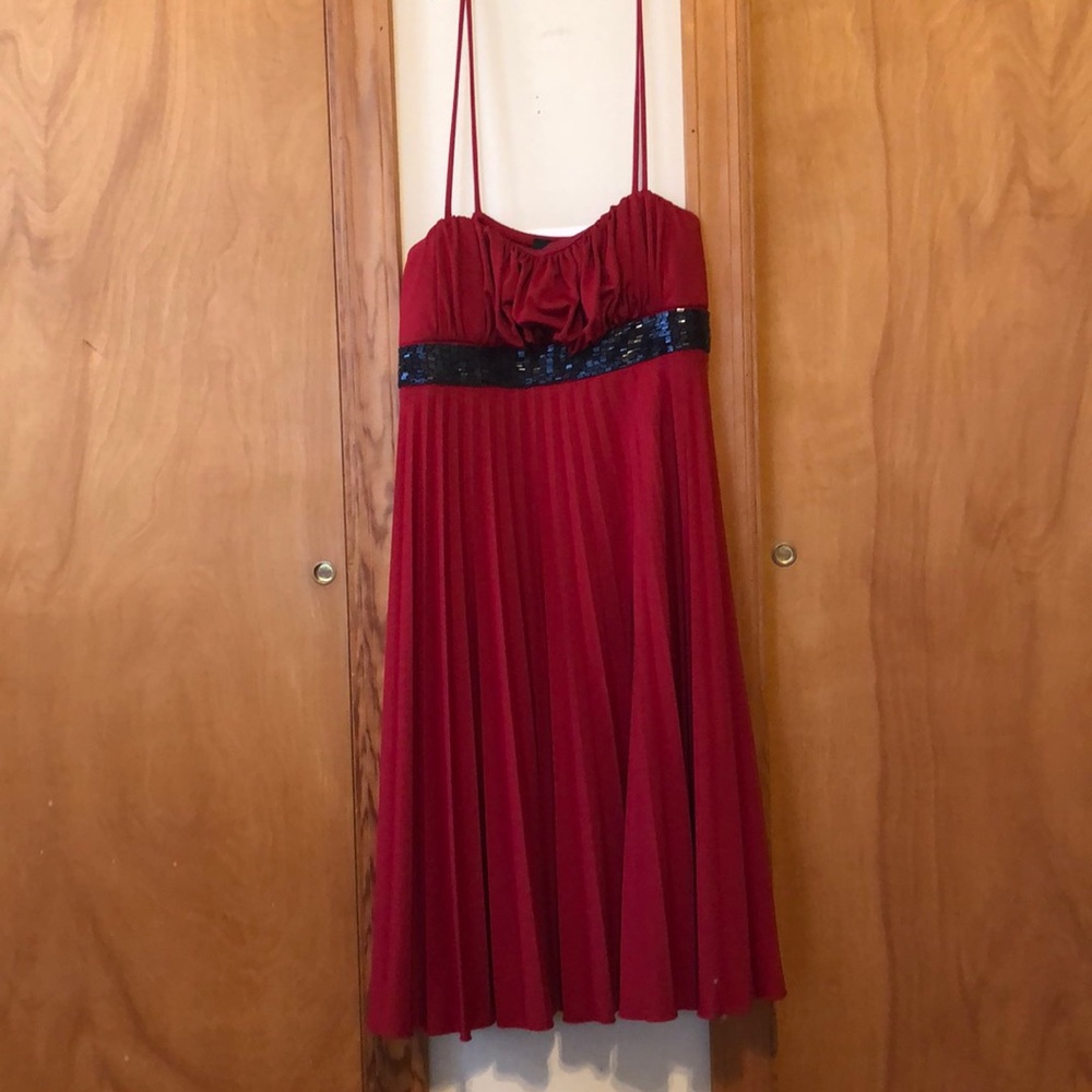 Red pleated dress